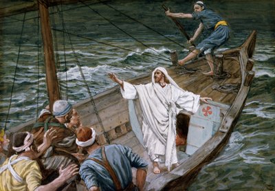 Christus kalmeert de storm, illustratie voor Het leven van Christus, ca. 1886-94 door James Jacques Joseph Tissot
