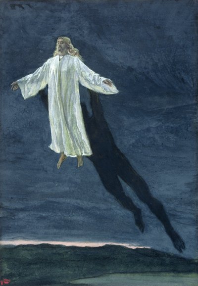 Christus wordt op een hoge berg genomen, illustratie voor Het Leven van Christus door James Jacques Joseph Tissot