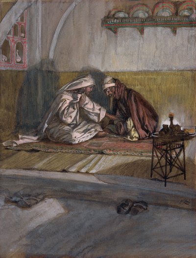 Christus spreekt met Nicodemus, illustratie voor Het leven van Christus door James Jacques Joseph Tissot