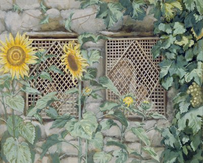 Jezus Kijkt door een Rooster met Zonnebloemen, illustratie voor Het Leven van Christus door James Jacques Joseph Tissot
