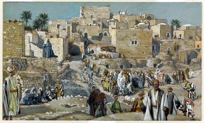 Jezus trekt door de dorpen op weg naar Jeruzalem, illustratie voor Het leven van Christus door James Jacques Joseph Tissot