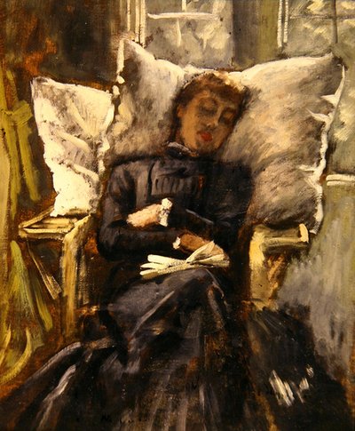 Mevrouw Newton in een serre stoel door James Jacques Joseph Tissot