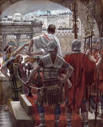 Pilatus wast zijn handen, illustratie voor Het leven van Christus door James Jacques Joseph Tissot