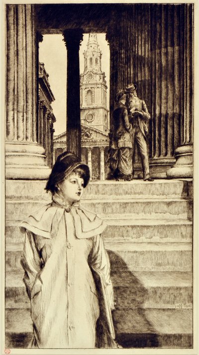 Portiek van de National Gallery, Londen door James Jacques Joseph Tissot