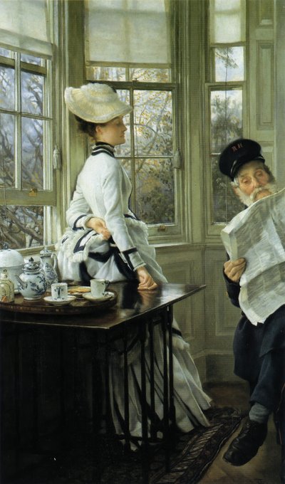 Het Nieuws Lezen, 1874 door James Jacques Joseph Tissot