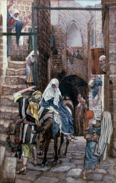 St. Jozef Zoekt Onderkomen in Bethlehem, illustratie voor Het Leven van Christus, ca. 1886-94 door James Jacques Joseph Tissot