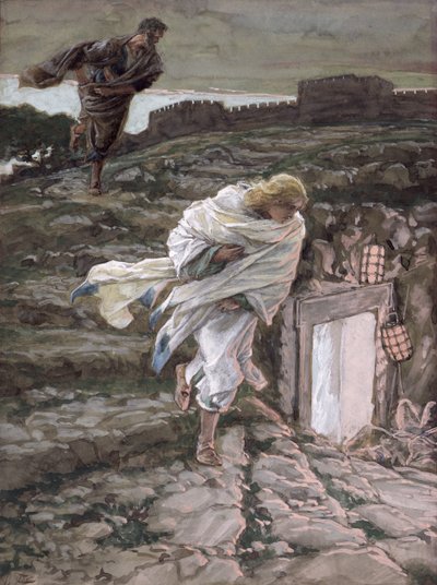 St. Peter en St. John rennen naar het graf, illustratie voor Het leven van Christus door James Jacques Joseph Tissot