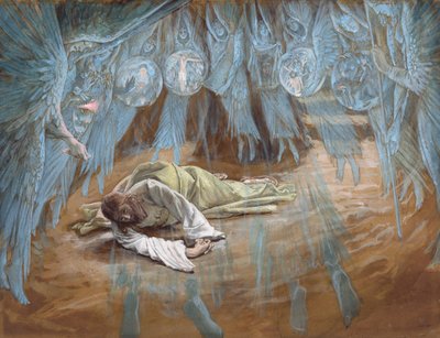 De doodsangst in de tuin, illustratie voor Het Leven van Christus door James Jacques Joseph Tissot