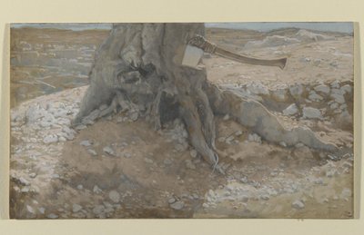 De bijl in de stam van de boom, illustratie uit Het leven van onze Heer Jezus Christus door James Jacques Joseph Tissot