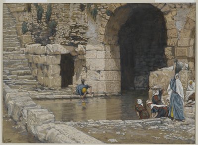 De blinde man wast zich in de vijver van Siloam door James Jacques Joseph Tissot