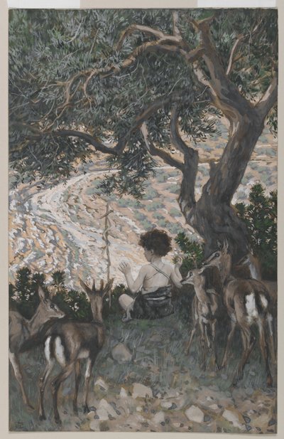 De kindertijd van Sint Johannes de Doper, illustratie uit Het leven van onze Heer Jezus Christus door James Jacques Joseph Tissot