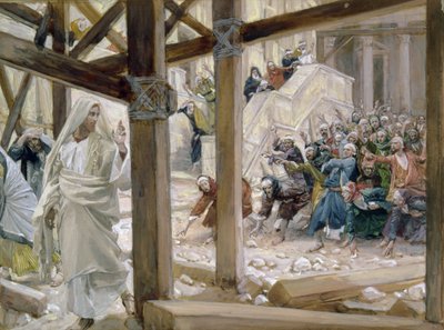 De Joden Pakten Stenen om Hem te Werpen, illustratie voor Het Leven van Christus door James Jacques Joseph Tissot