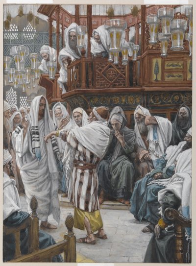 De man met de verschrompelde hand, illustratie uit Het leven van onze Heer Jezus Christus door James Jacques Joseph Tissot