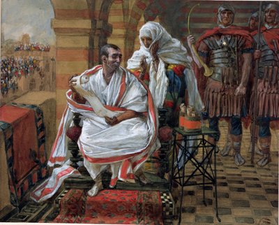De boodschap van Pilates vrouw, illustratie voor Het leven van Christus door James Jacques Joseph Tissot