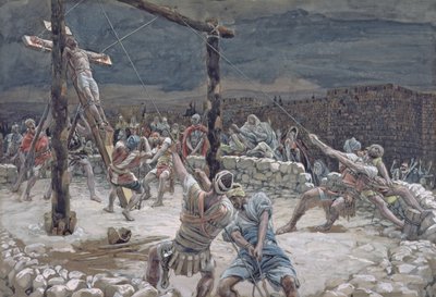 De oprichting van het kruis, illustratie voor Het leven van Christus door James Jacques Joseph Tissot