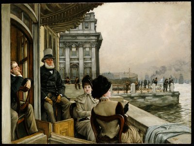 Het terras van de Trafalgar Tavern, Greenwich door James Jacques Joseph Tissot