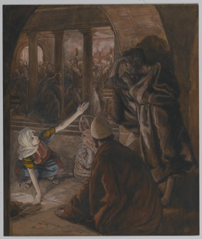 De Derde Ontkenning van Sint Petrus - Jezus Blik van Verwijt, illustratie uit Het Leven van Onze Heer Jezus Christus, 1886-94 door James Jacques Joseph Tissot
