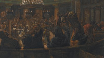 De Gescheurde Mantel - Jezus Veroordeeld tot de Dood door de Joden, illustratie uit Het Leven van Onze Heer Jezus Christus, 1886-94 door James Jacques Joseph Tissot