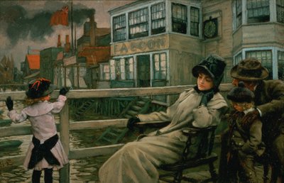 Wachten op de veerboot, ca. 1878 door James Jacques Joseph Tissot