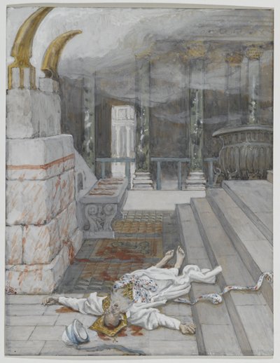 Zacharias gedood tussen de tempel en het altaar, illustratie uit 