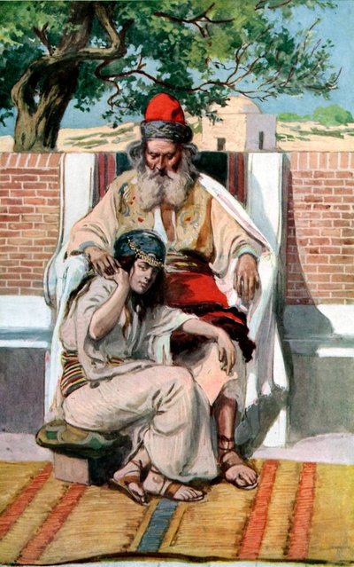 David en Abisag - Bijbel door James Jacques Joseph after Tissot