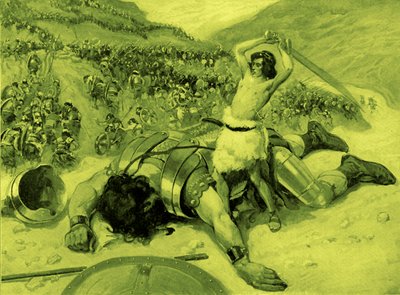 David hakt het hoofd van Goliath af door J James Tissot - Bijbel door James Jacques Joseph after Tissot