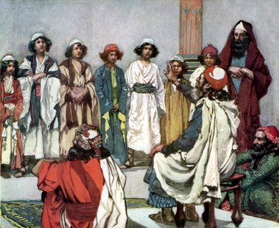 Jesse presenteert zijn zoon aan Samuel door Tissot - Bijbel door James Jacques Joseph after Tissot