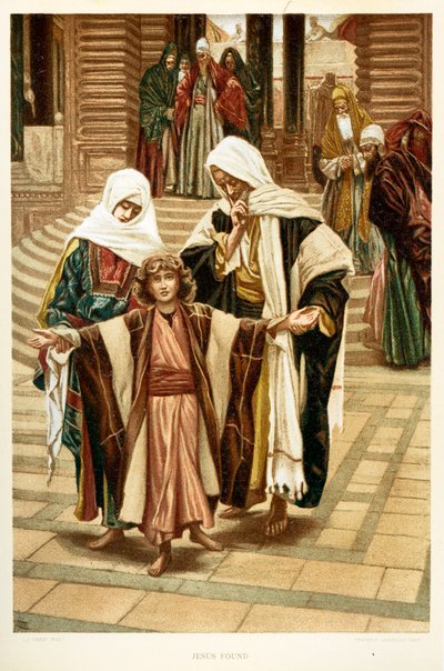 Jezus gevonden, Sint Lucas - Hoofdstuk 2 - Bijbel door James Jacques Joseph after Tissot