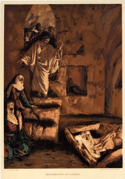 Opstanding van Lazarus - Sint Johannes - Bijbel door James Jacques Joseph after Tissot