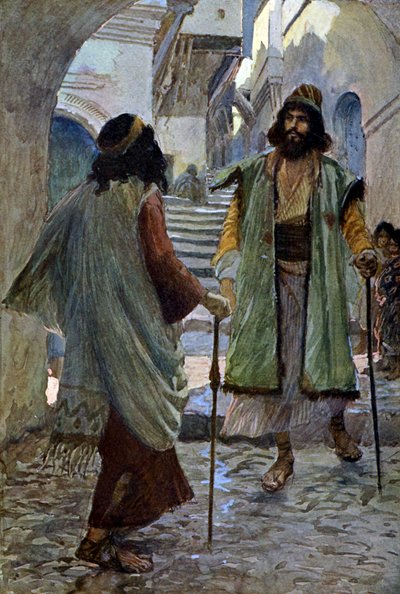 Saul ontmoet Samuel door J James Tissot - Bijbel door James Jacques Joseph after Tissot