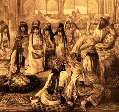 Salomo en zijn harem - Bijbel (Boek der Koningen) door James Jacques Joseph after Tissot