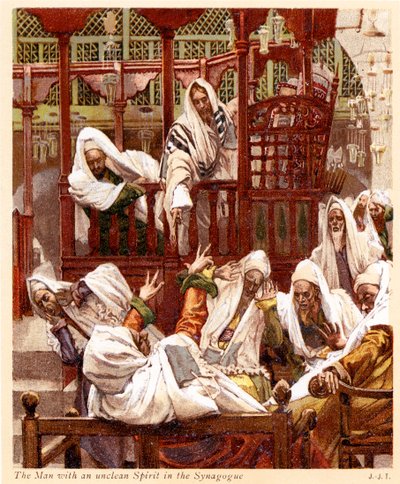 De Man met een onreine Geest - Bijbel door James Jacques Joseph after Tissot