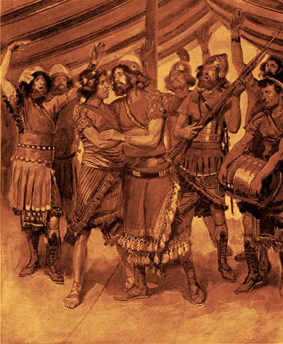 De vriendschap van Jonathan en David - Bijbel door James Jacques Joseph after Tissot