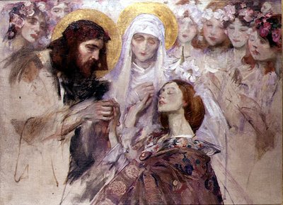 Christus zegent een jonge vrouw door James Jebusa Shannon