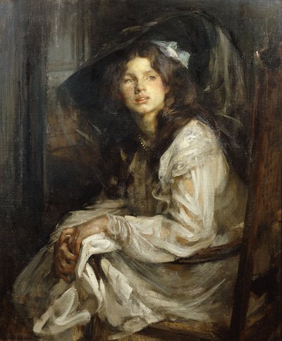 Meisje zittend in een stoel door James Jebusa Shannon