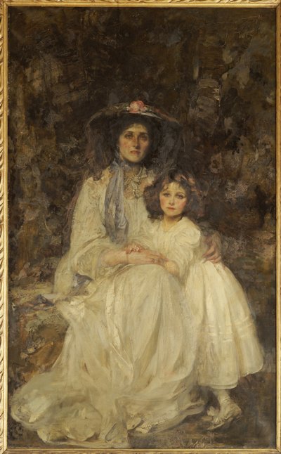 Lady Dickson-Poynder en haar dochter Joan, ca. 1905 door James Jebusa Shannon
