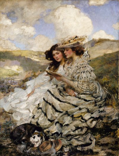 Op de duinen Lady Shannon en Kitty, ca. 1900-1910 door James Jebusa Shannon