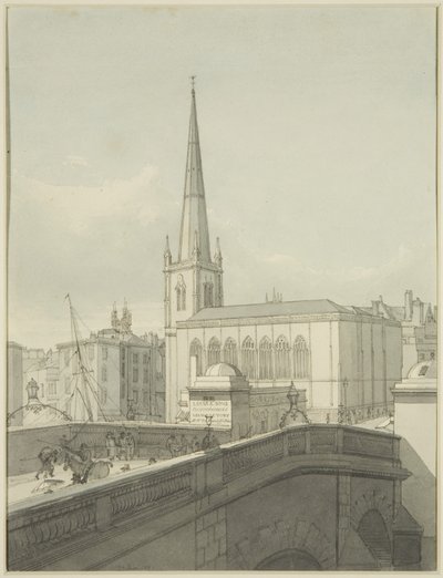 St Nicholas Church en deel van Bristol Bridge door James Johnson