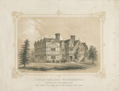 Bushbury - Moseley Old Hall: lithografie door James Kellaway Colling