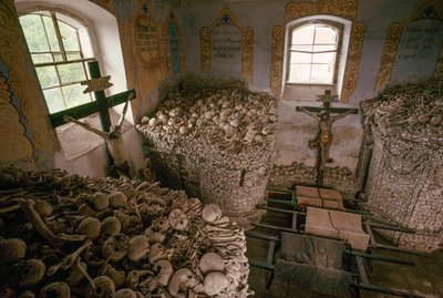 Menselijke botten uit de 18e-eeuwse oorlogen tussen Oostenrijk en Pruisen. Nizkov, Tsjechië door James L Stanfield