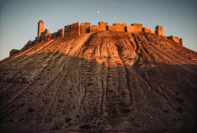 De oude citadel van Aleppo blijft bestaan op een heuvel. Aleppo, Syrië door James L Stanfield