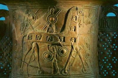Trojaans paard op zevende eeuw v.Chr. amphora uit Mykonos toont de vroegst bekende... door James L Stanfield