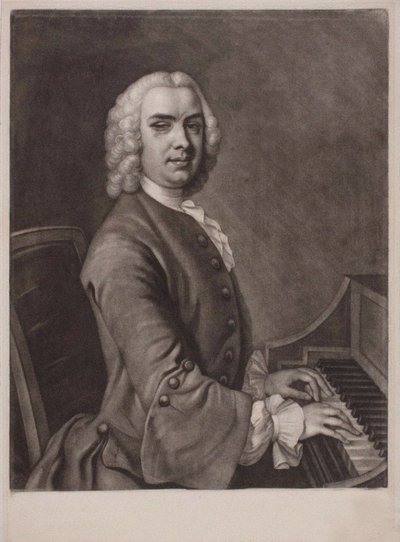 Portret van de organist en componist John Stanley, 1712-1786 door James MacArdell