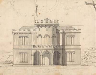 Voorbereidende tekening voor Ontwerp 10, Plaat 7 voor Een Verzameling Ontwerpen voor Landelijke Toevluchtsoorden door James Malton