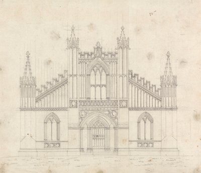 Voorbereidende tekening voor Ontwerp 11, Plaat 9 van Een Verzameling Ontwerpen voor Landelijke Toevluchtsoorden door James Malton