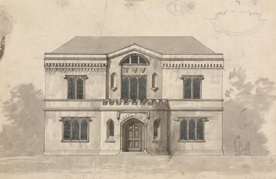Voorbereidende tekening voor ontwerp 9, plaat 6 van een verzameling ontwerpen voor landelijke toevluchtsoorden door James Malton