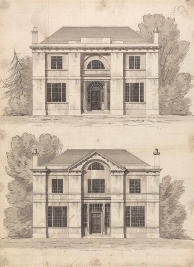 Voorbereidende tekening voor Ontwerpen 5 en 6, Plaat 3 uit Een Verzameling Ontwerpen voor Landelijke Toevluchtsoorden door James Malton