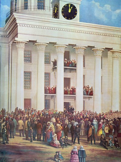 Inhuldiging van Jefferson Davis in het Senaatshuis, Montgomery, Alabama door James Massolon