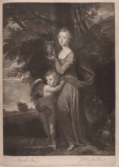 Miss Gravile (Frances Anne Greville en haar broer als "Hebe en Cupido" door James McArdell