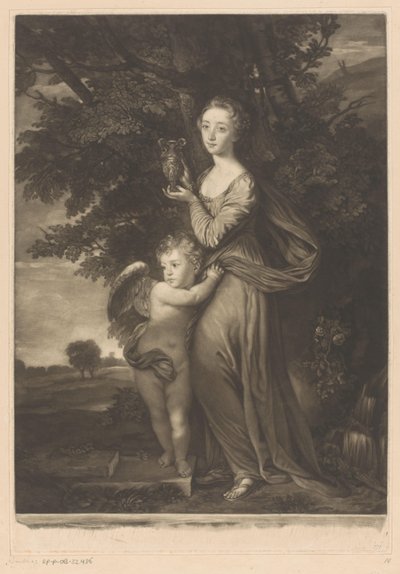 Portret van Frances Anne Greville en Henry Francis Greville als Hebe en Cupido door James McArdell